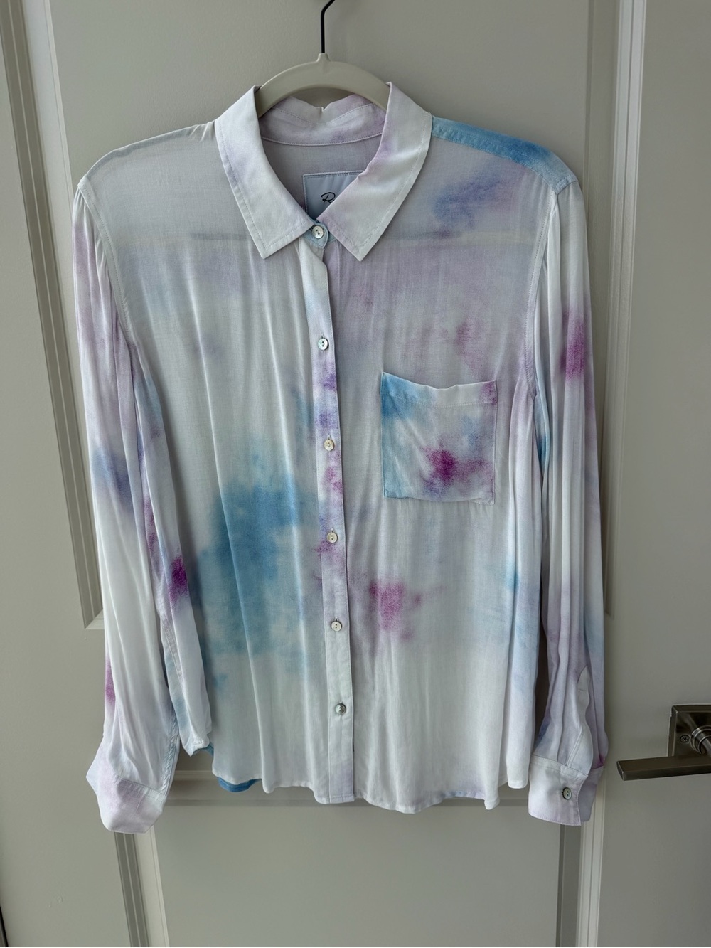Rails White Shirt with Purple & Blue Tie-Dye Accents